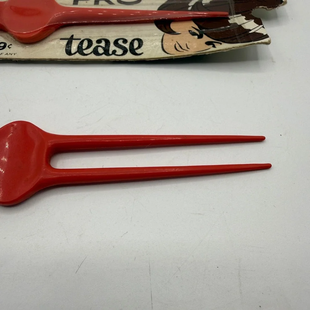 PRO Tease Vintage‎ Red Styling Comb Double Duty Hair Tool 1158